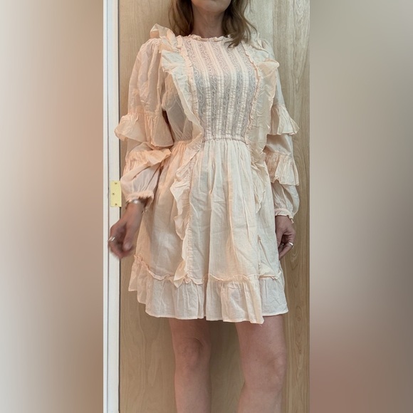 NWT Happy x Nature Ruffled Peach Dress Size S (feminine summer spring) - Picture 5 of 12